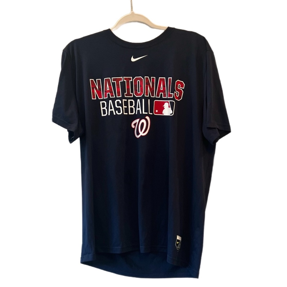 Nike Large Navy Washington Nationals Baseball Jersey, Official Dry Fit